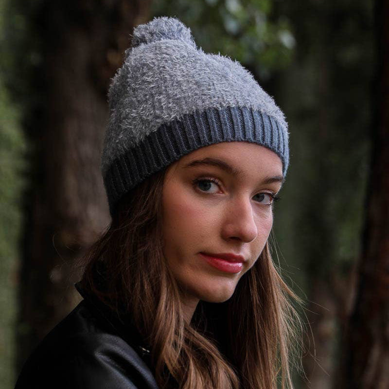 Furry Pom Knit Beanie