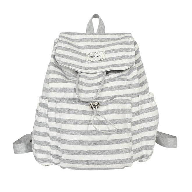 Minimalist Grey Knit Backpack Stripes or Stars