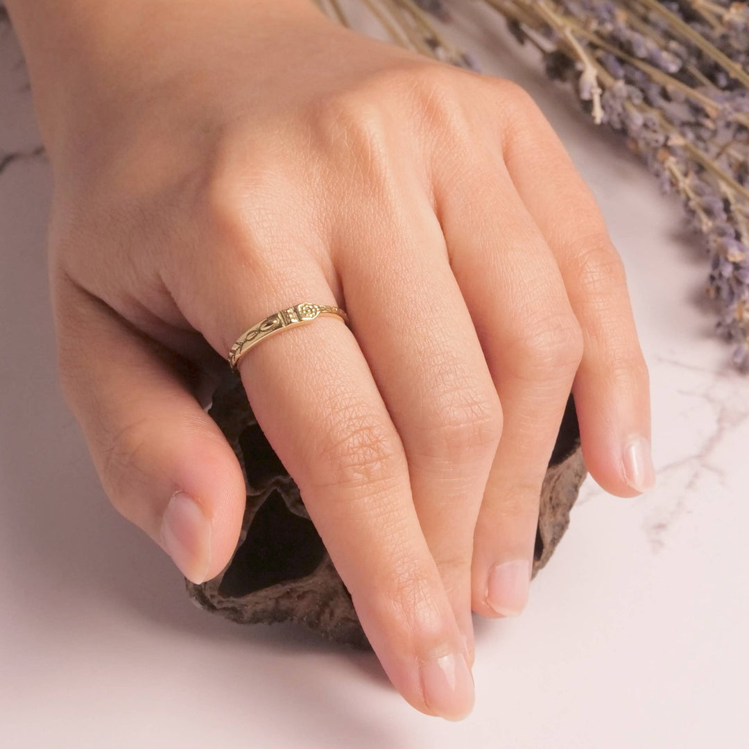 Brass Etched Band Ring