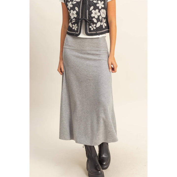 Ribbed Knit Skirt - Gray
