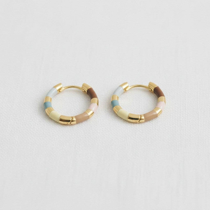 Vintage French Enamel Geometric Hoop Earrings