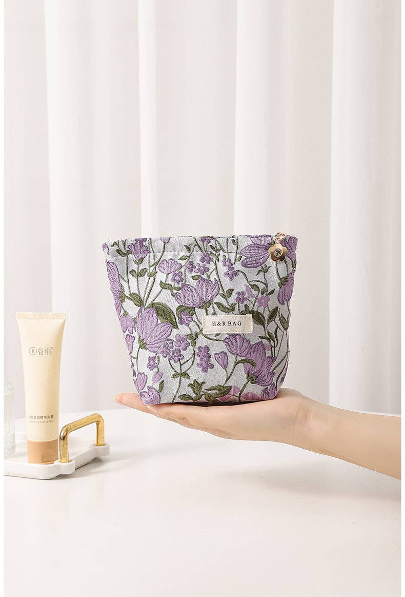 Colorful Embroidery Portable Cosmetic Bag