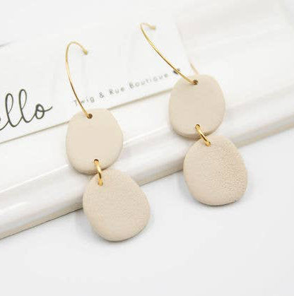 Tessa Clay Stone Hoop Earrings in Sandstone