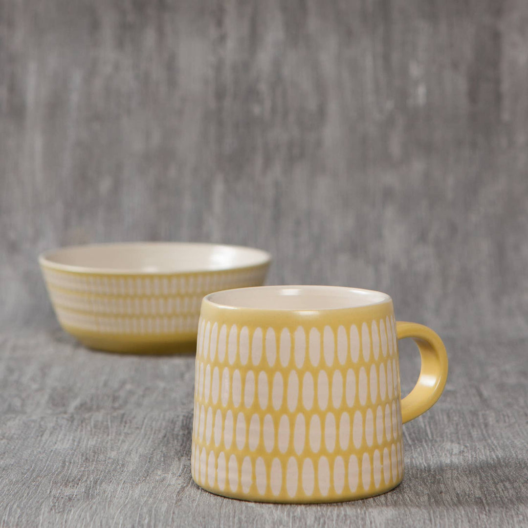 Ochre Imprint Stoneware Mugs 12 oz