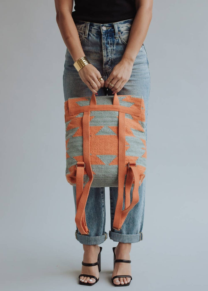 Slate & Orange Aztec Backpack