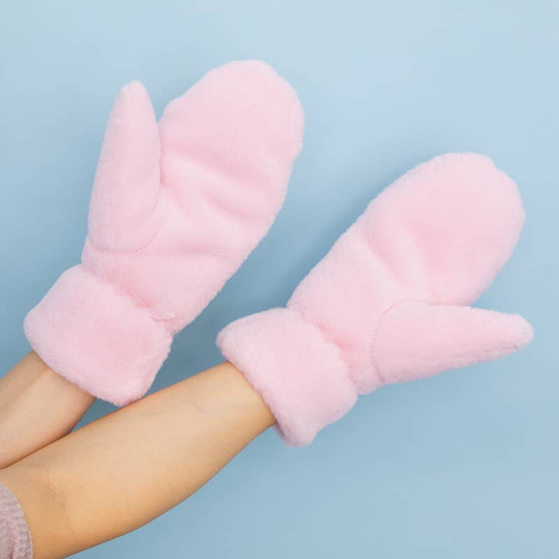 Plush Fleece Lined Cozy Mitten in Shell