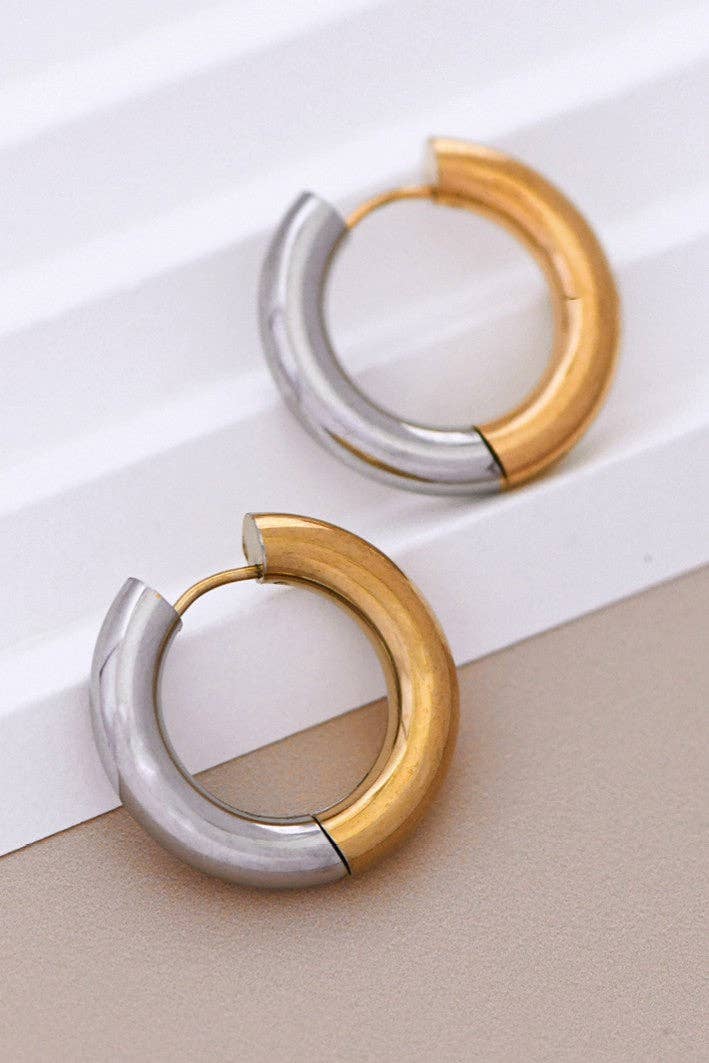 18K Gold Plated Waterproof Reversible Hoop Earrings