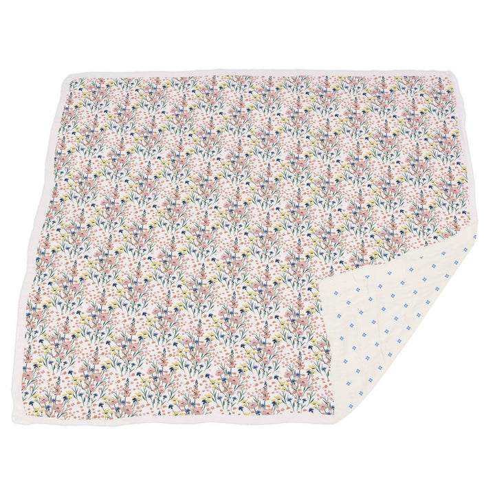 Wildflowers and Periwinkle Diamond Dot Bamboo Blanket