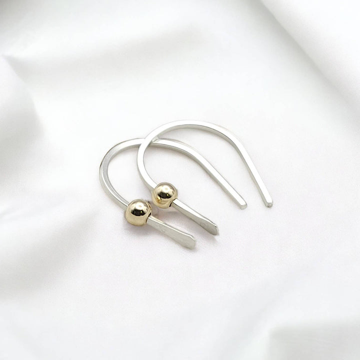 Tiny Silver and Gold Hugger Earrings