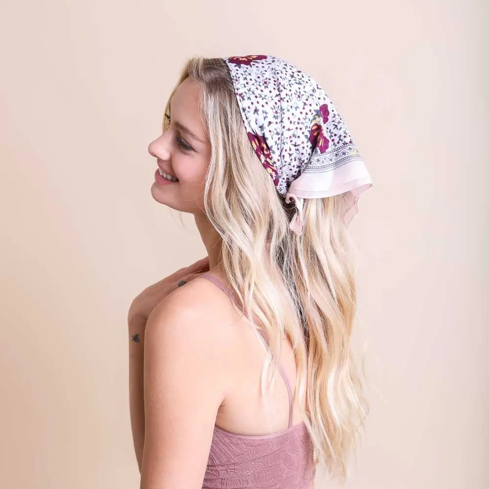 Orchid Floral Print White Bandana