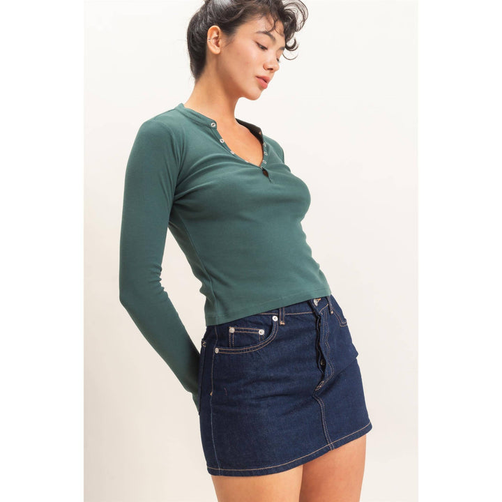 Dark Green Henley Top