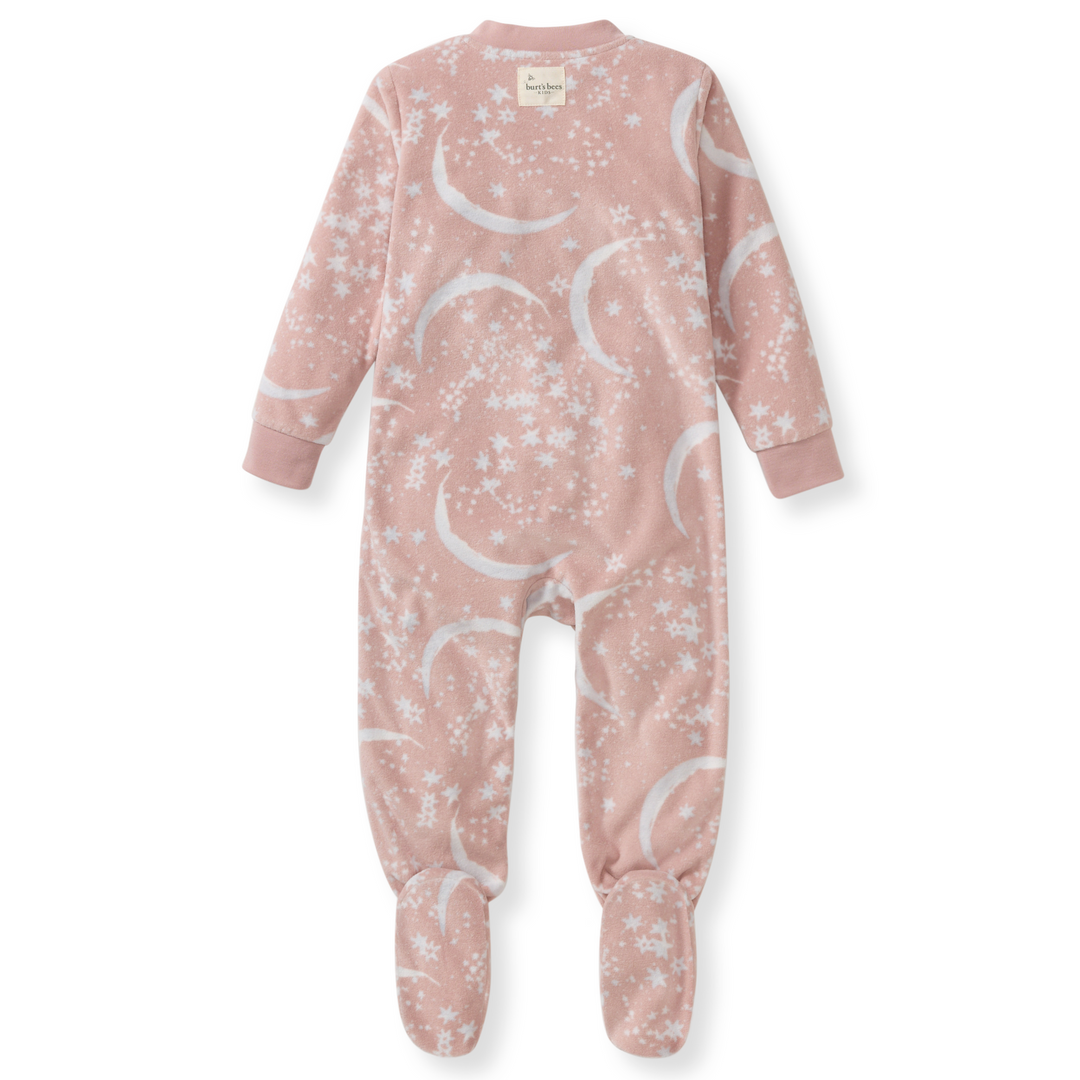 Celestial Moon Polarbee™ Fleece Pajamas in Organic Rose