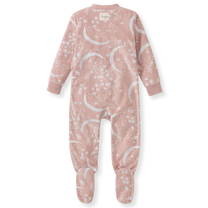 Celestial Moon Polarbee™ Fleece Pajamas in Organic Rose