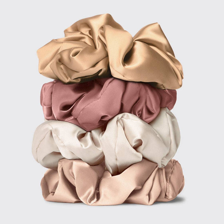 Blush 4 pc Satin Pillow Scrunchies