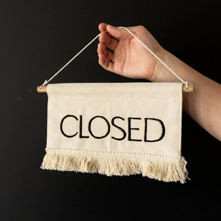 Claudia Embroidered Open-Closed Sign