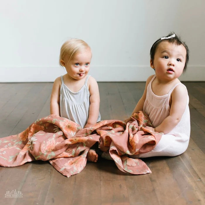 Peony Blooms Swaddle Baby Blanket
