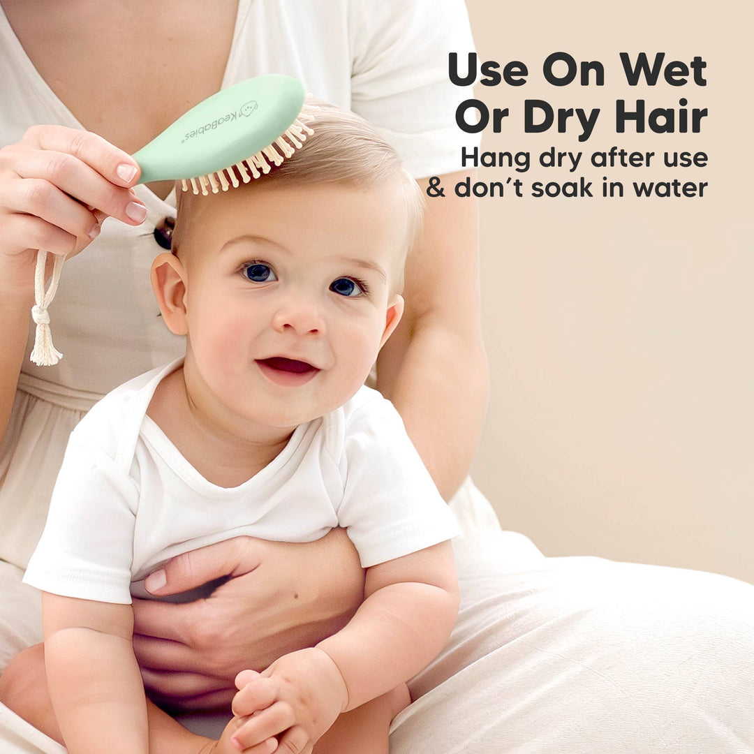 KeaBabies Baby Hair Brush and Comb Set - Sage