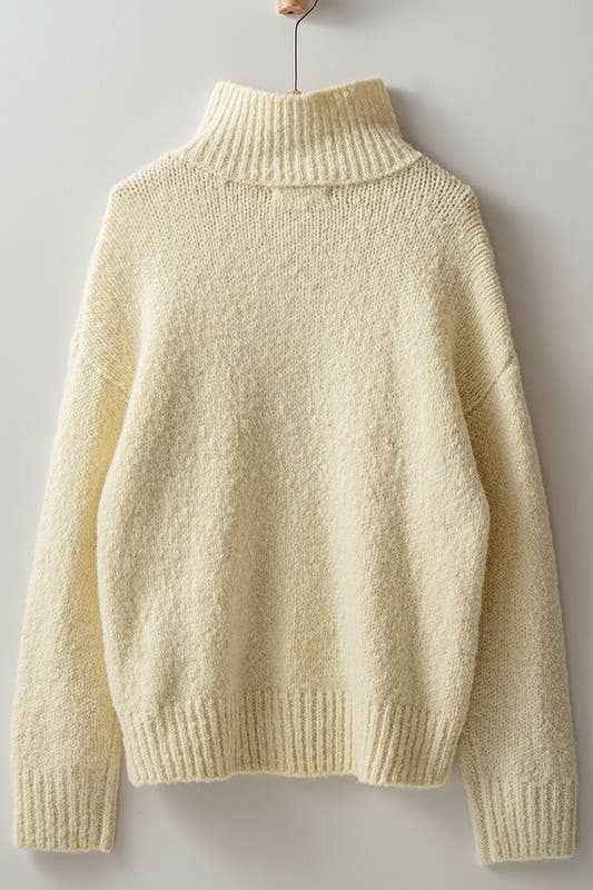 Ivory Textured Quarter-Zip Sweater