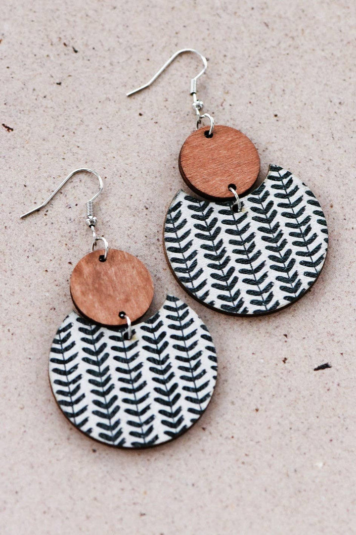 Boho Chic Printed Cork Wooden Dangle Earrings