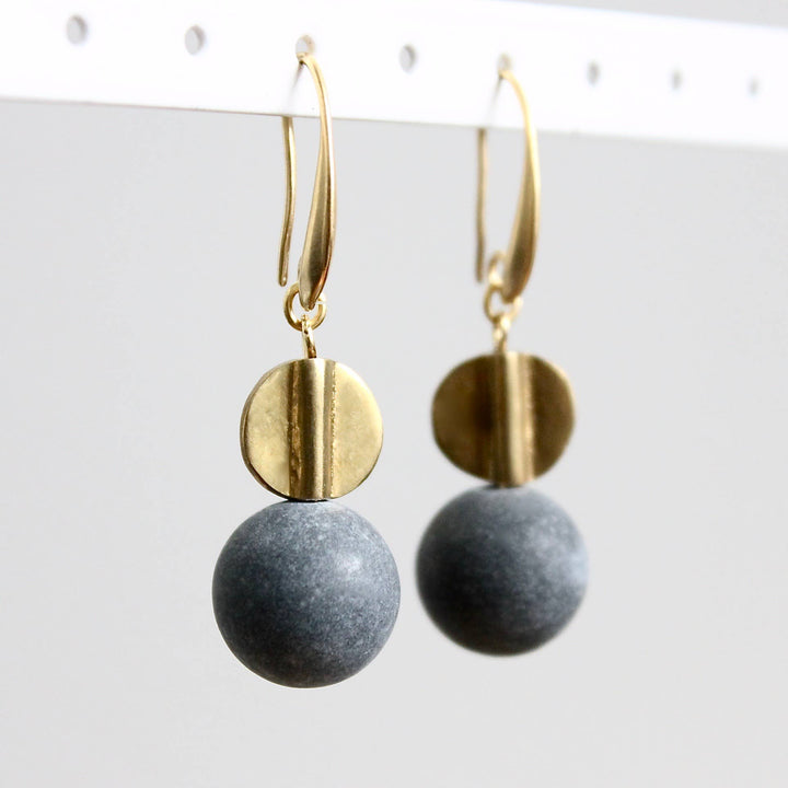 Black Agate and Brass Earrings