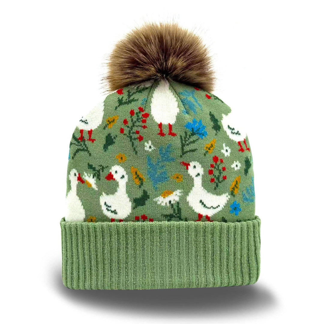 Kids Goose Pom Pom Knit Beanie
