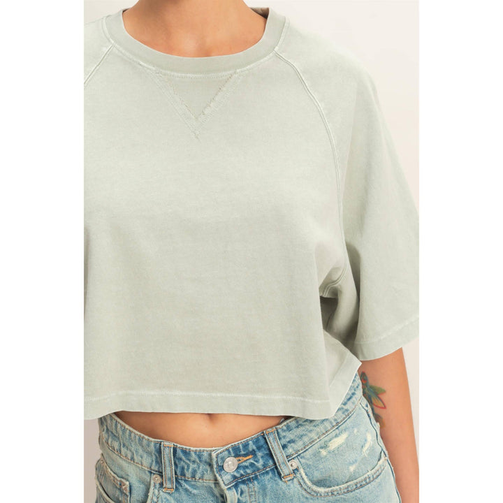 Sage Mineral Washed Cropped Tee