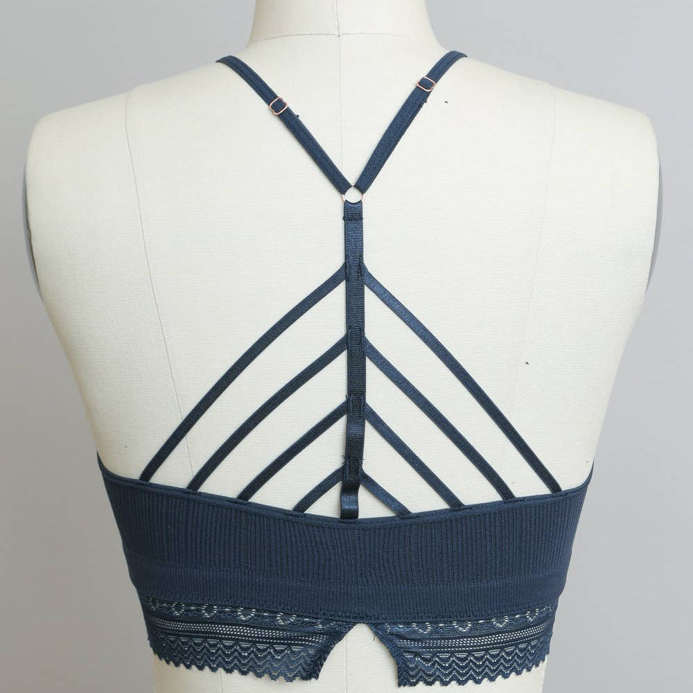 High Neck Crochet Lace Trim Bralette