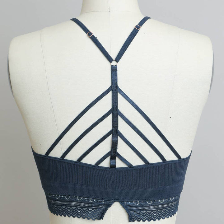 High Neck Crochet Lace Trim Bralette