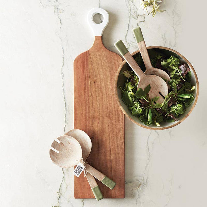 Enamel Salad Serving Set - Natural + Green