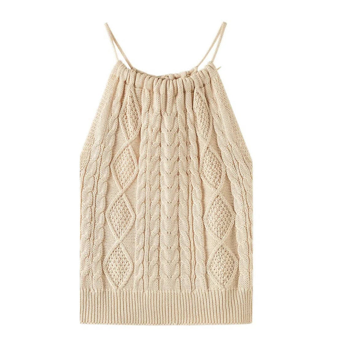 Beige Knit Halter Vest