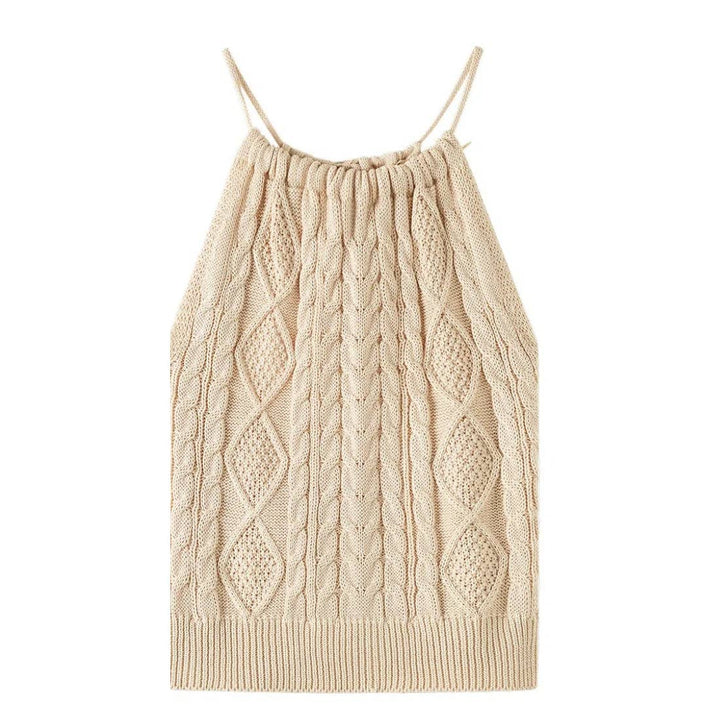 Beige Knit Halter Vest
