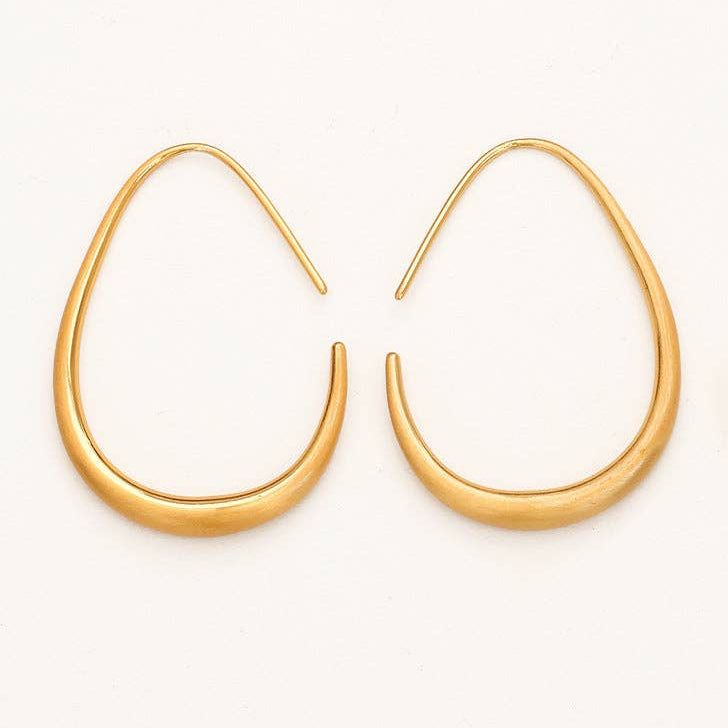 Simple C-Shape Hoop Earrings in Silver or Gold