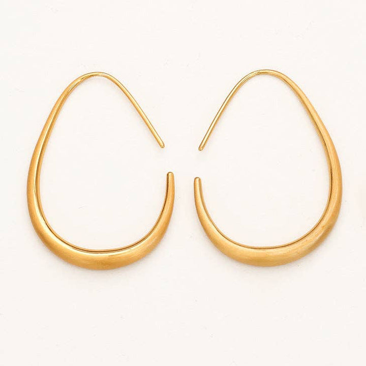 Simple C-Shape Hoop Earrings in Silver or Gold