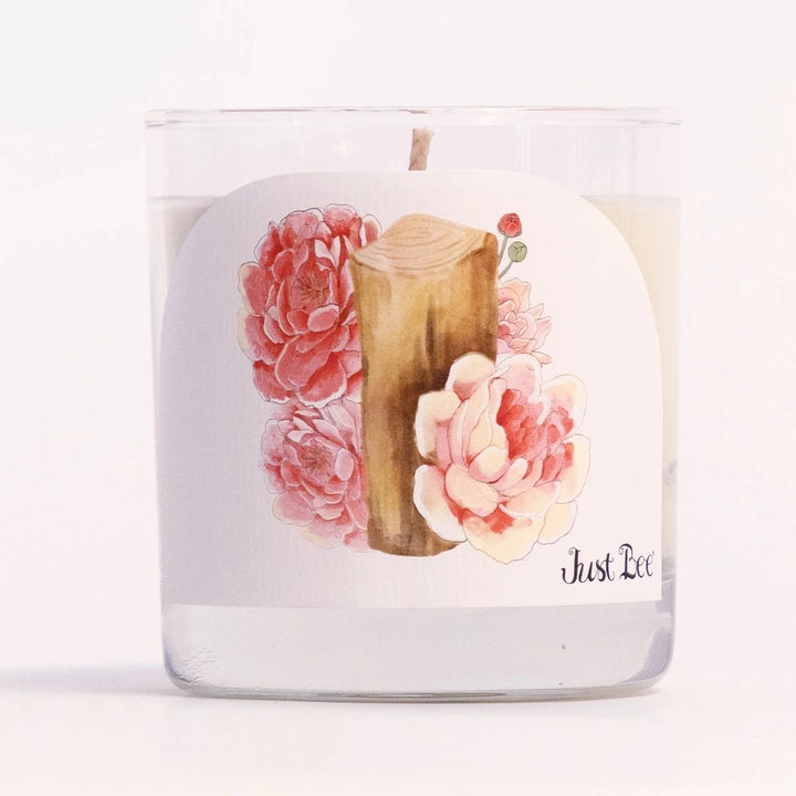 Peony & Mahogany Candle by Just Bee