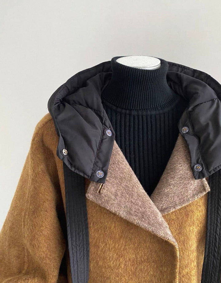 Nora 100% Wool Camel Hooded Jacket