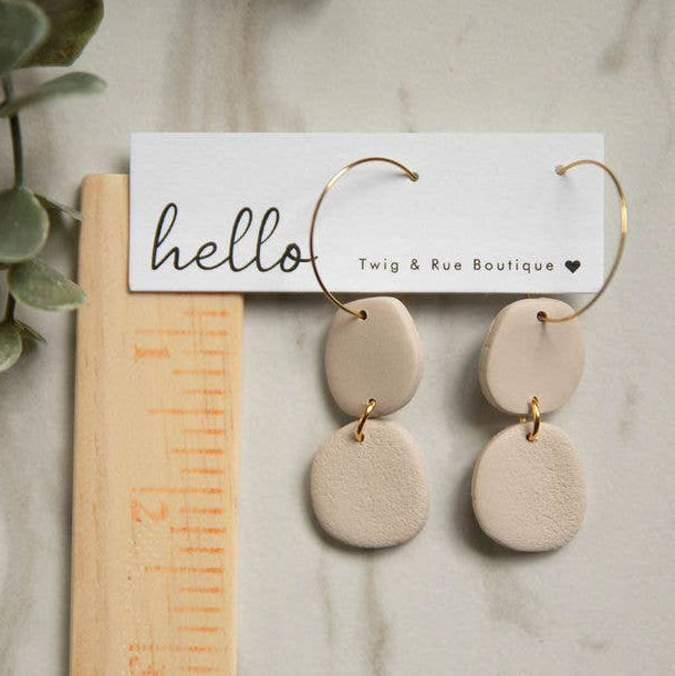Tessa Clay Stone Hoop Earrings in Sandstone