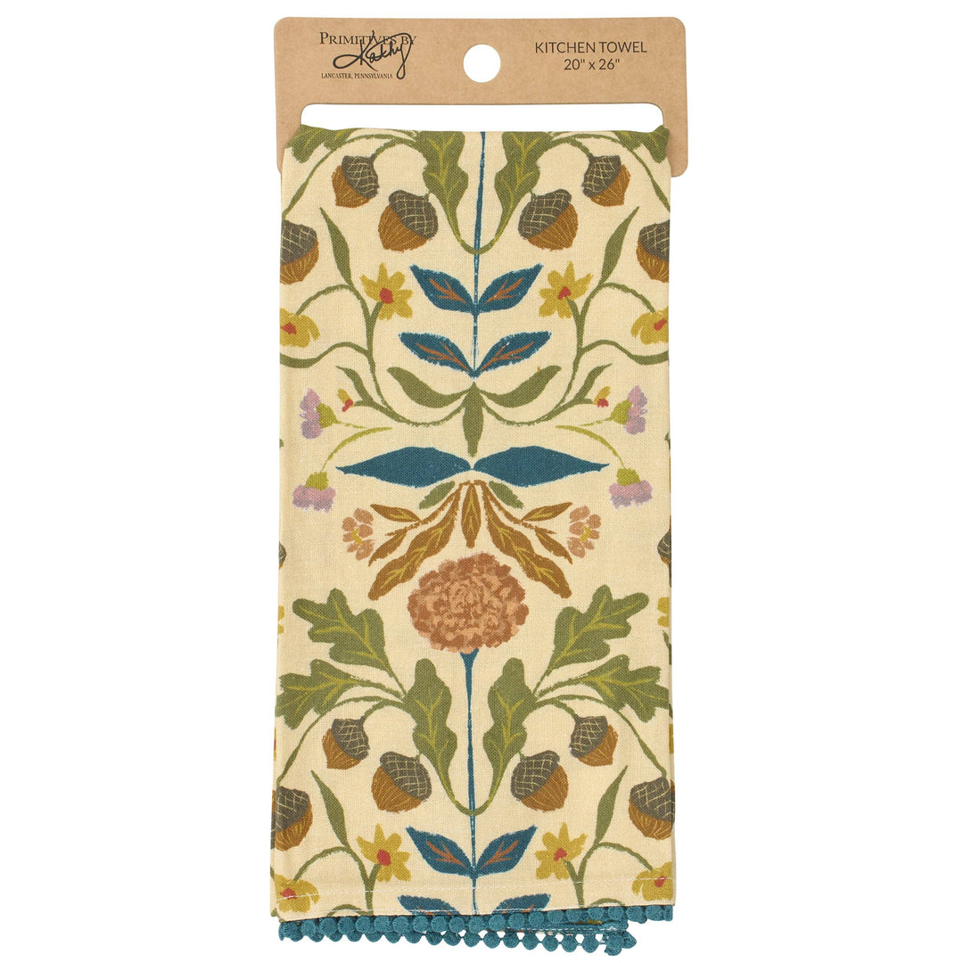 Fall Folk Floral Kitchen Towel