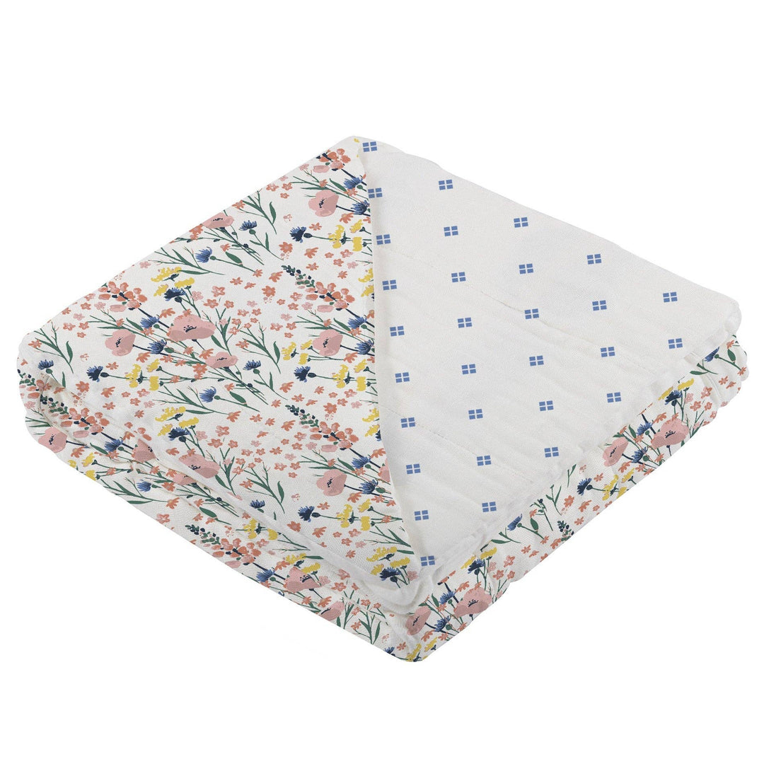 Wildflowers and Periwinkle Diamond Dot Bamboo Blanket
