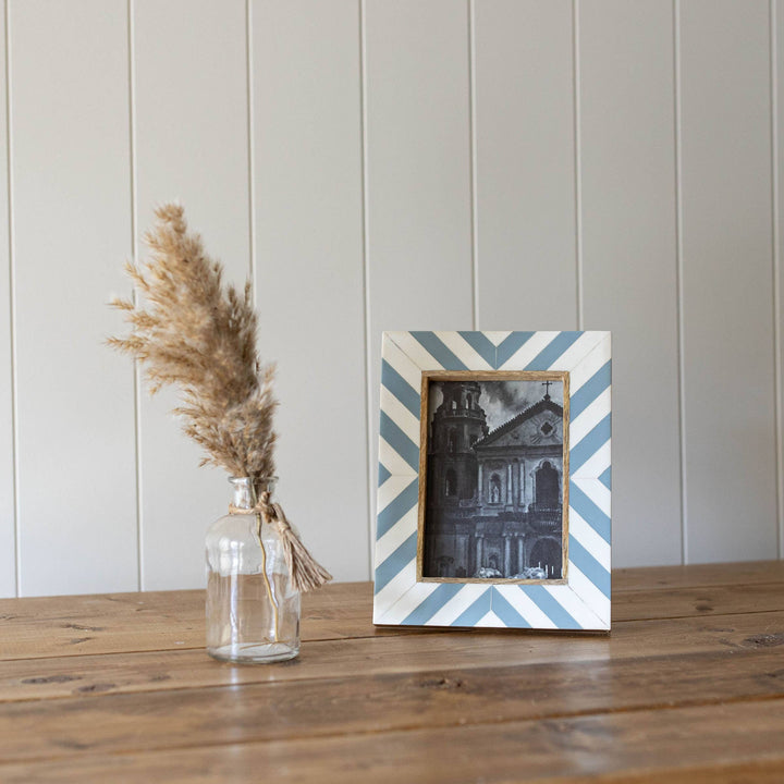 Alya 5x7 Photo Coastal Blue and White Picture Frame