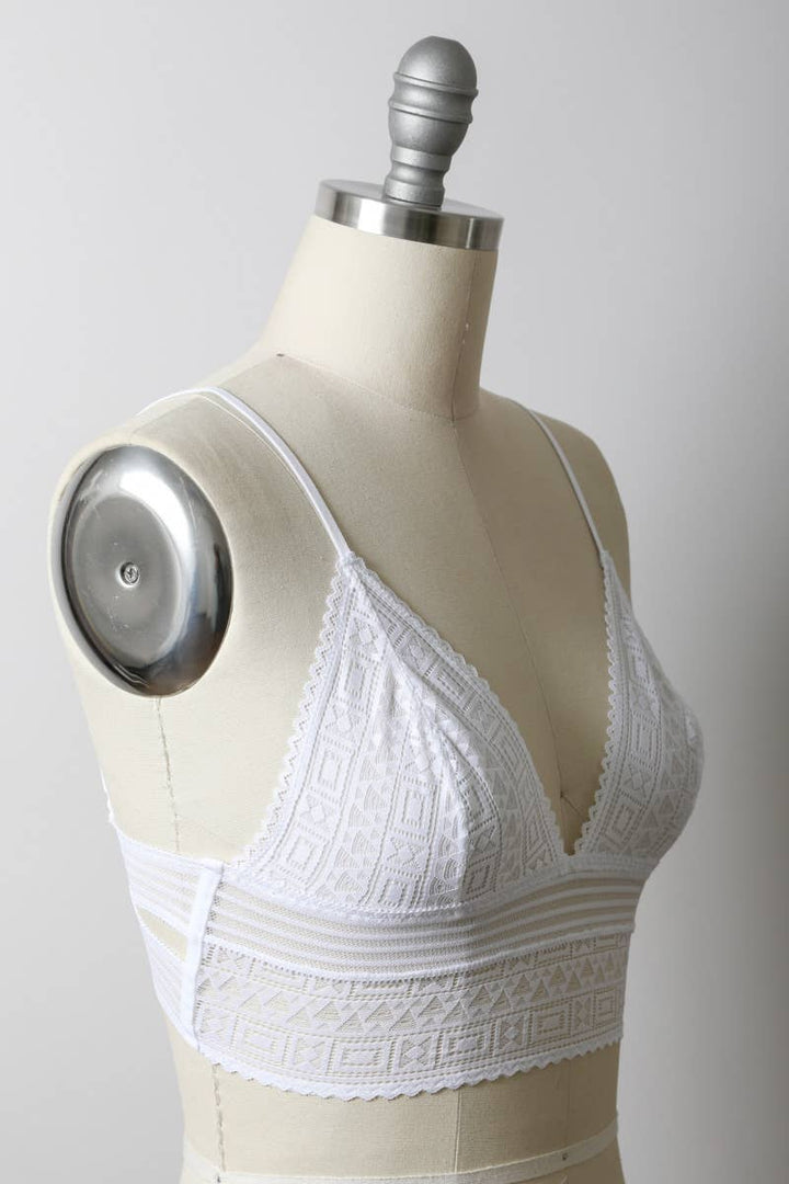 White Aztec Pattern Mesh Bohemian Brami