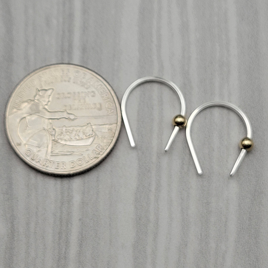 Tiny Silver and Gold Hugger Earrings