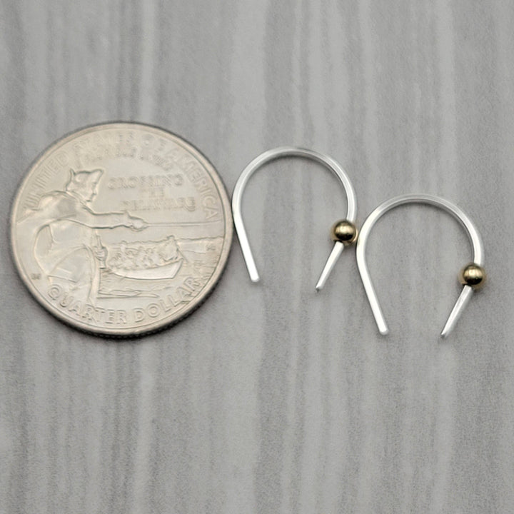 Tiny Silver and Gold Hugger Earrings