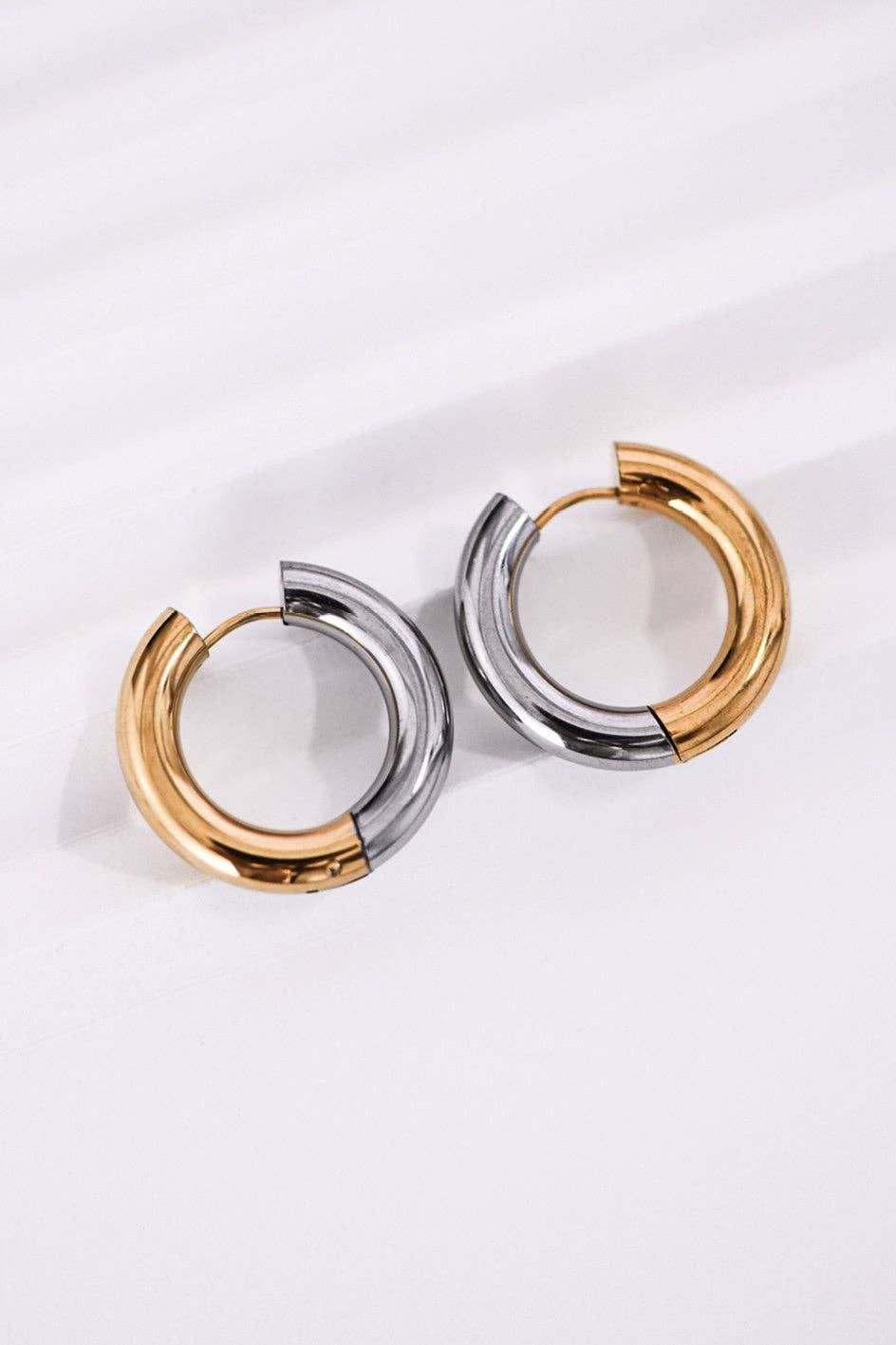 18K Gold Plated Waterproof Reversible Hoop Earrings
