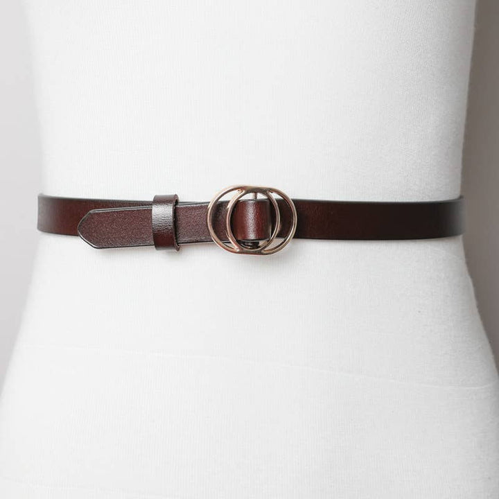 Brown Double Ring Buckle Cinch Belt