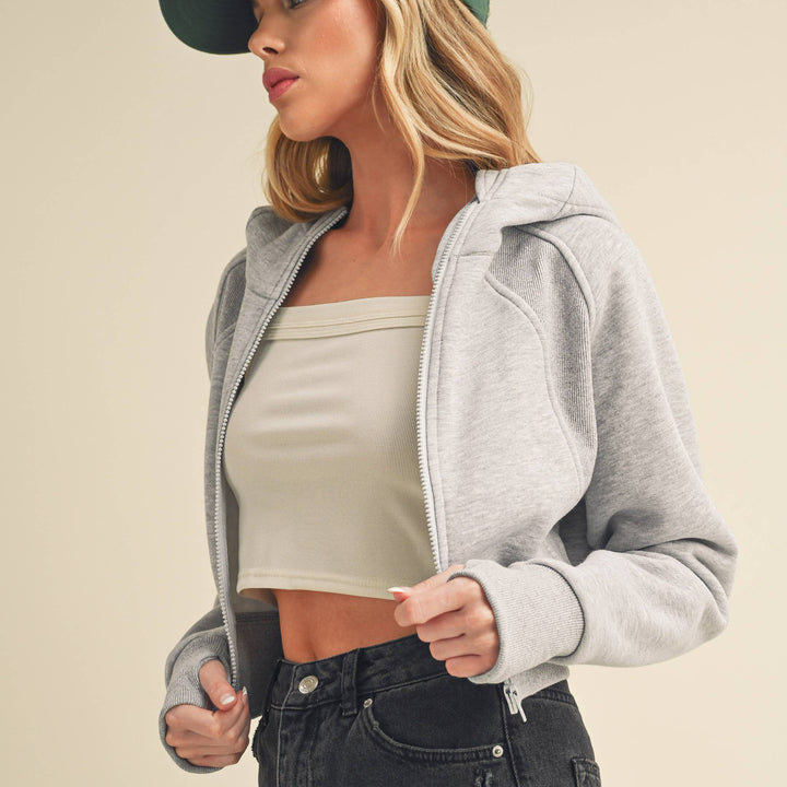 Deva Cropped Hooded Jacket Heather Gray