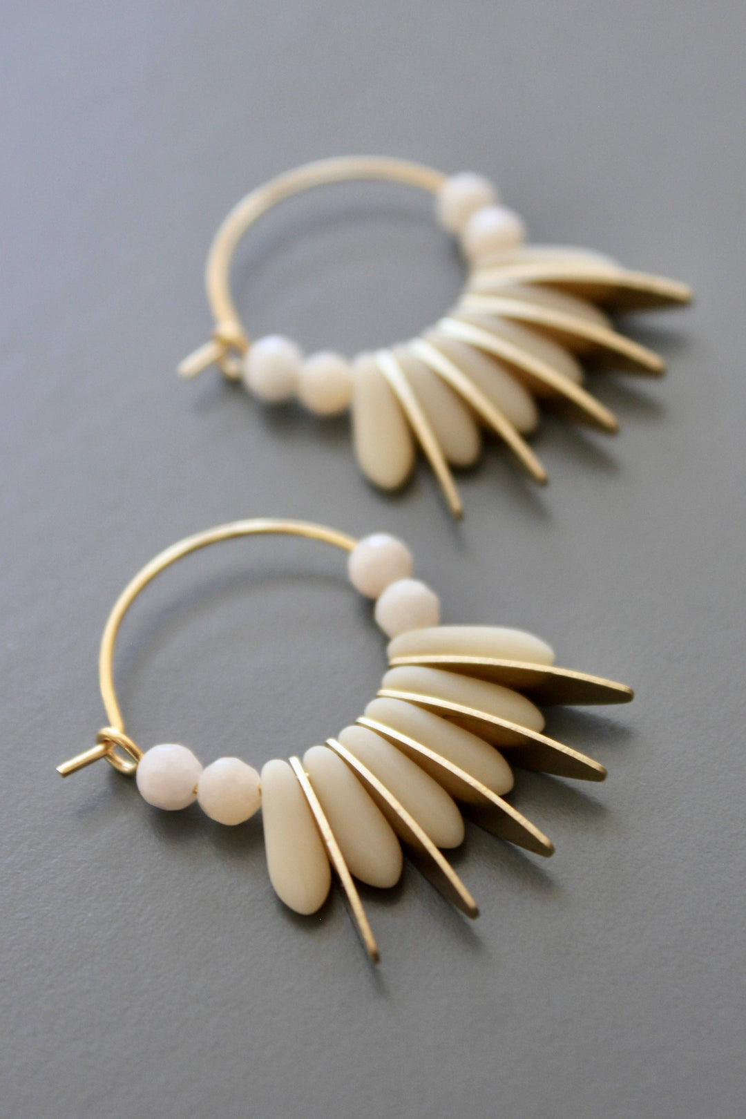 Matte Cream Hoop Earrings