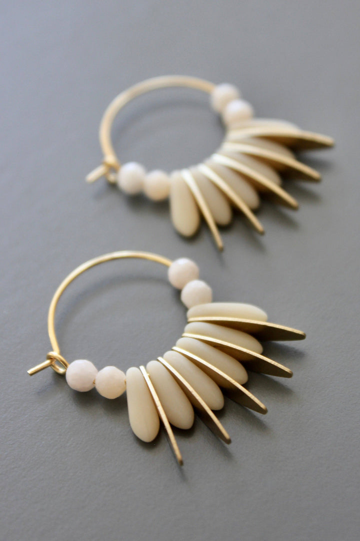Matte Cream Hoop Earrings