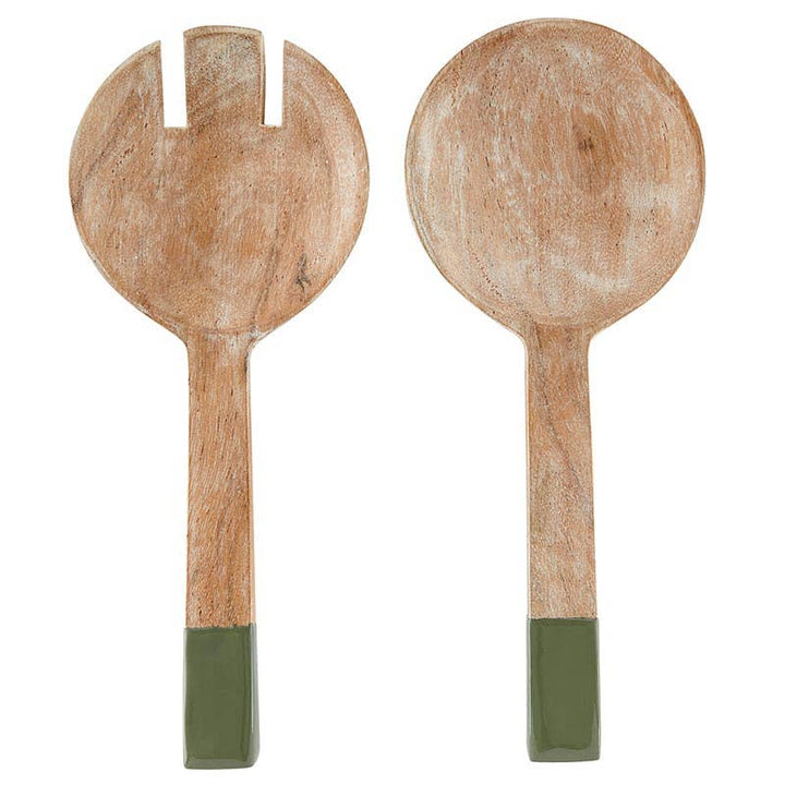 Enamel Salad Serving Set - Natural + Green
