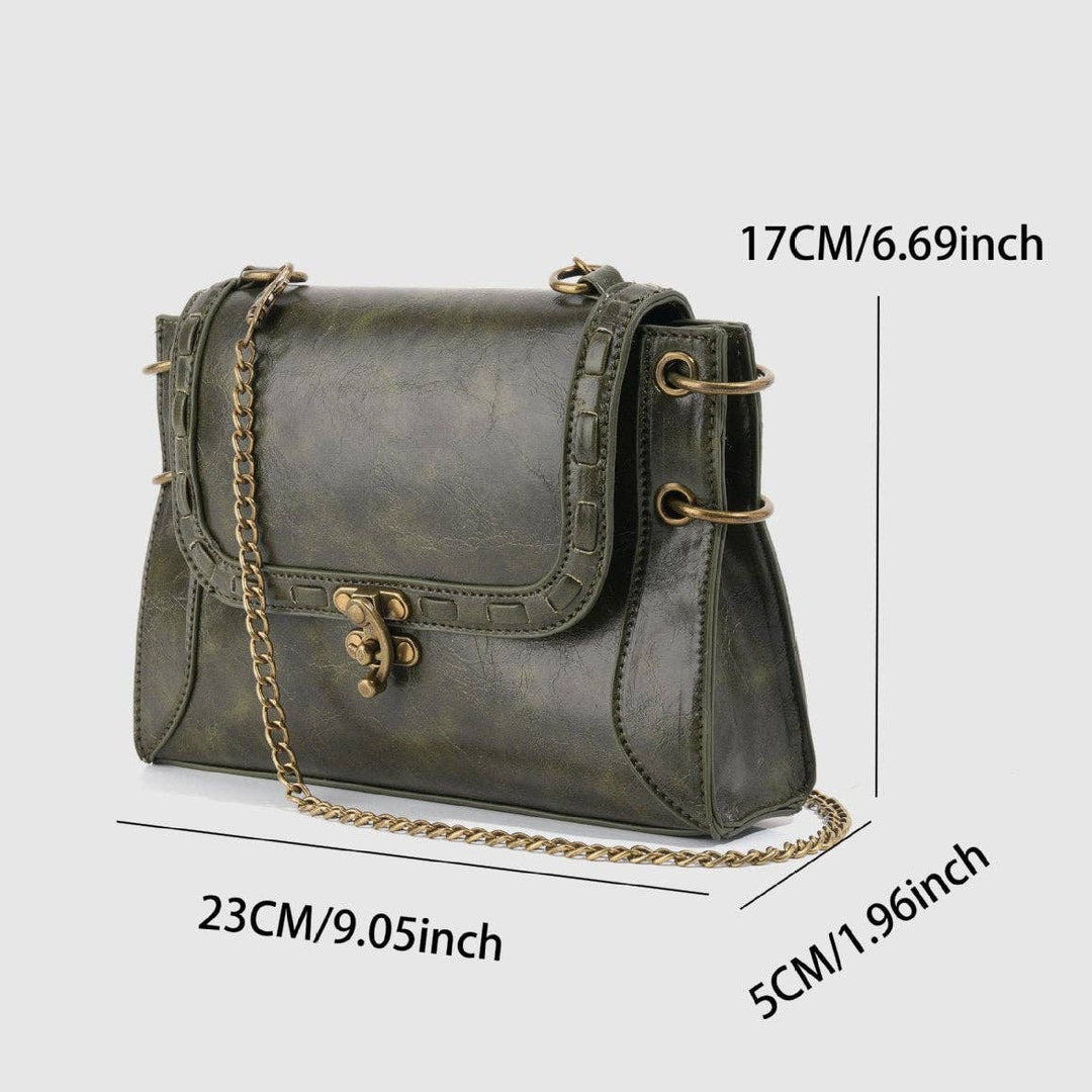 Retro Inspired Antique Green Leather Bag