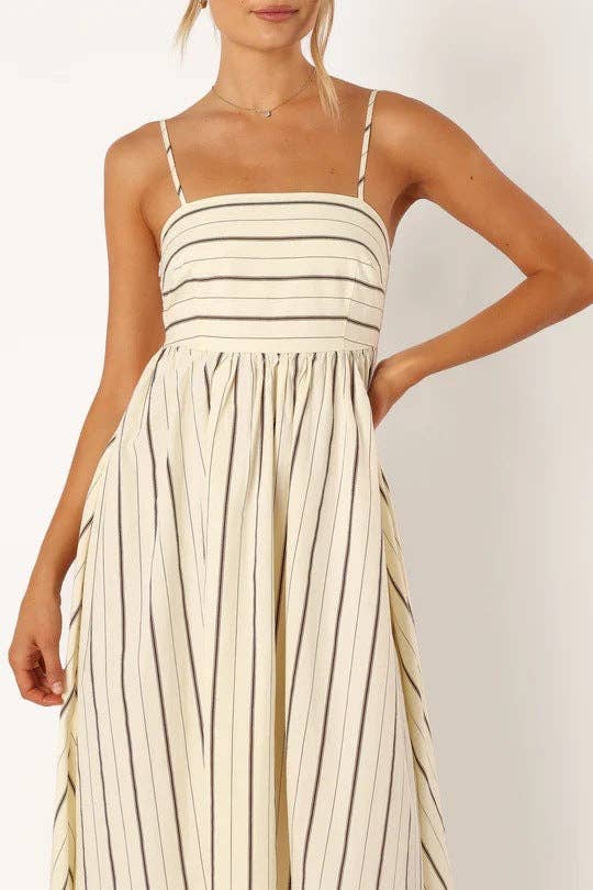 Striped Backless Spaghetti Dress